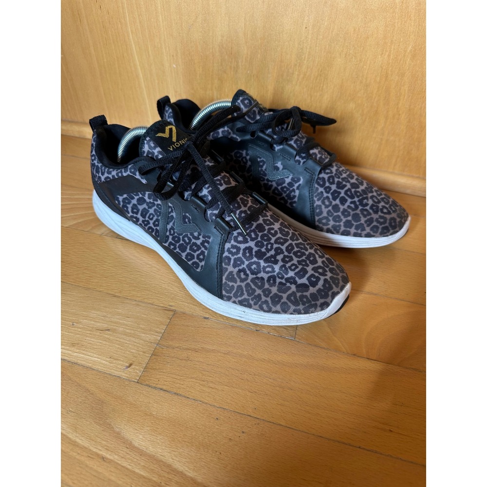 Vionic Aria Leopard Print Walking Sneakers Black Grey 335SARIA Womens 10 Wide